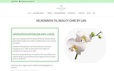 Hjemmeside for Beauty Care by Lan